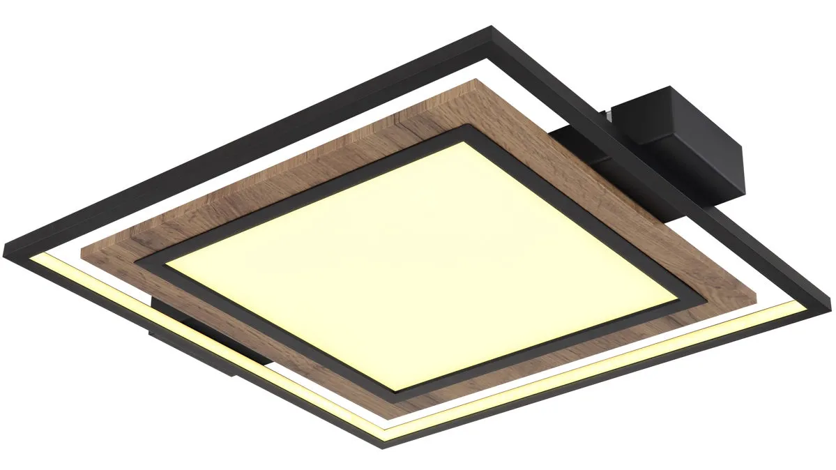 GLOBO Gabaldo - Deckenleuchte, Holz & Schwarz – ca. 50 x 45 cm