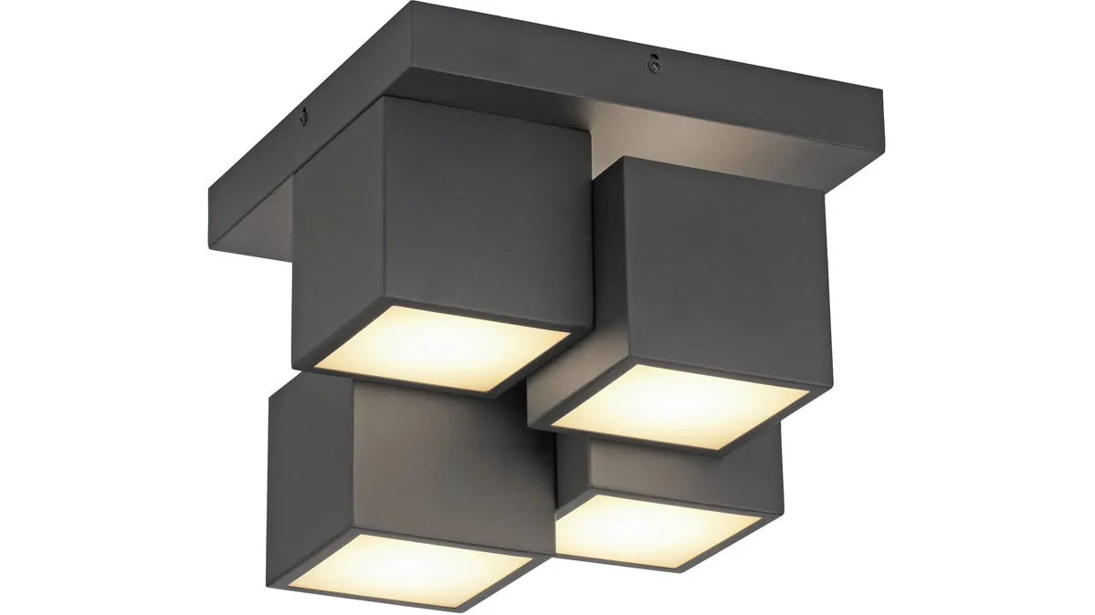 JUST LIGHT. Deckenleuchte Tetris, Schwarz - ca. 30 x 30 cm