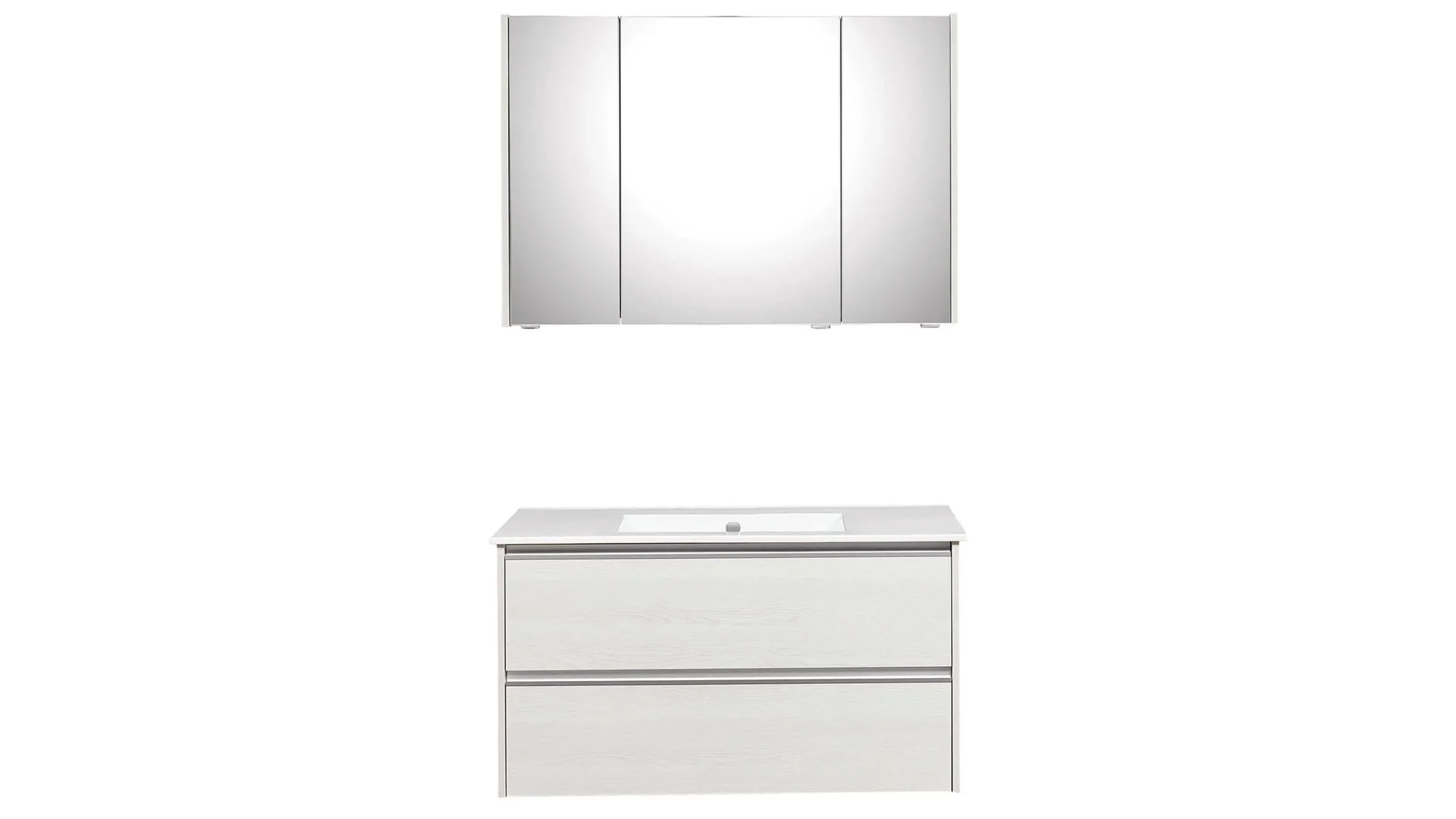 pelipal Serie 6040 - Badmöbel-Set, weiße Eiche – dreiteilig