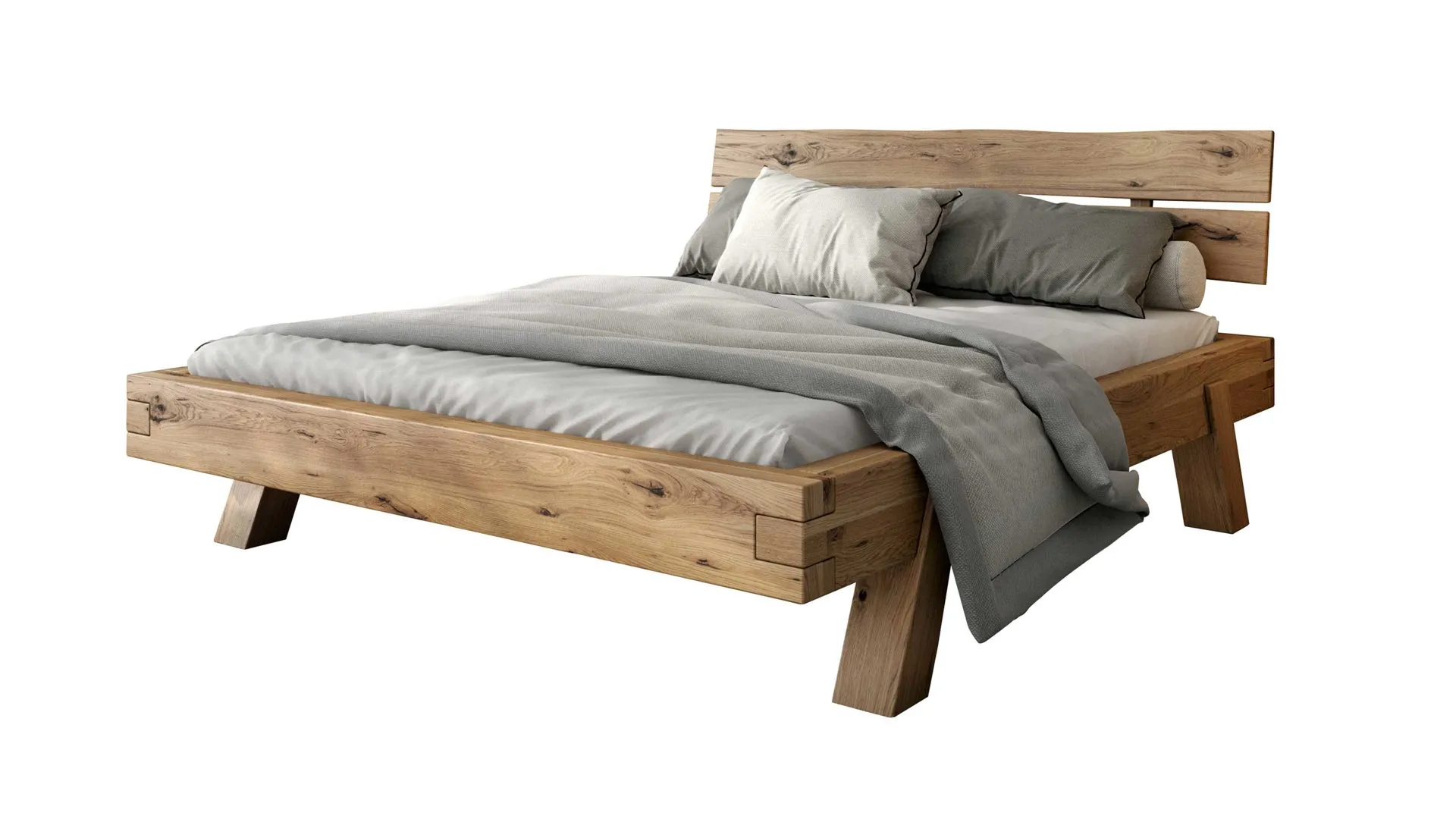 Massivholz Bettgestell Heinrich, Eiche - Liegefläche ca. 140 x 200 cm