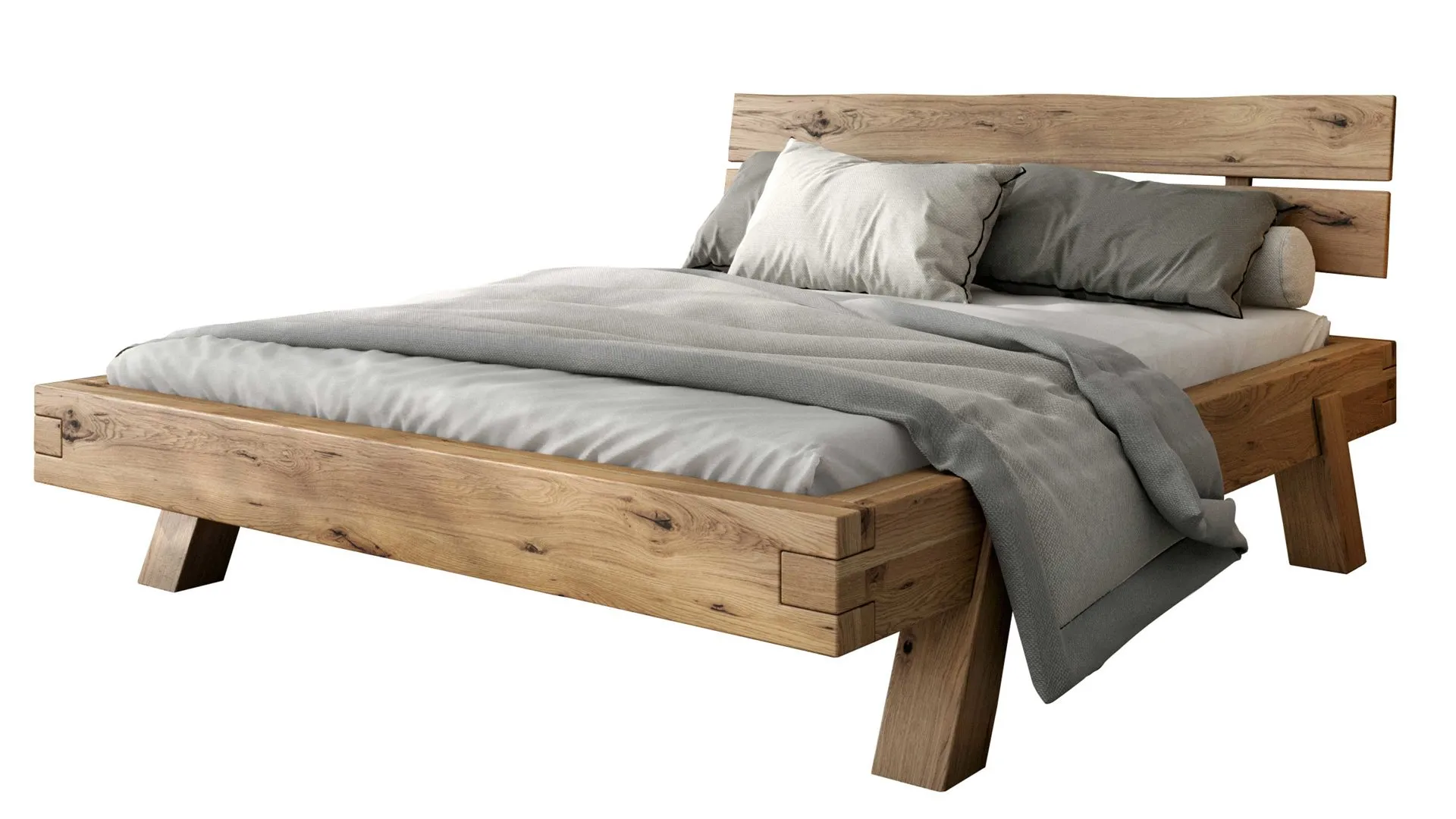 Massivholz Bettgestell Heinrich, Eiche - Liegefläche ca. 180 x 200 cm