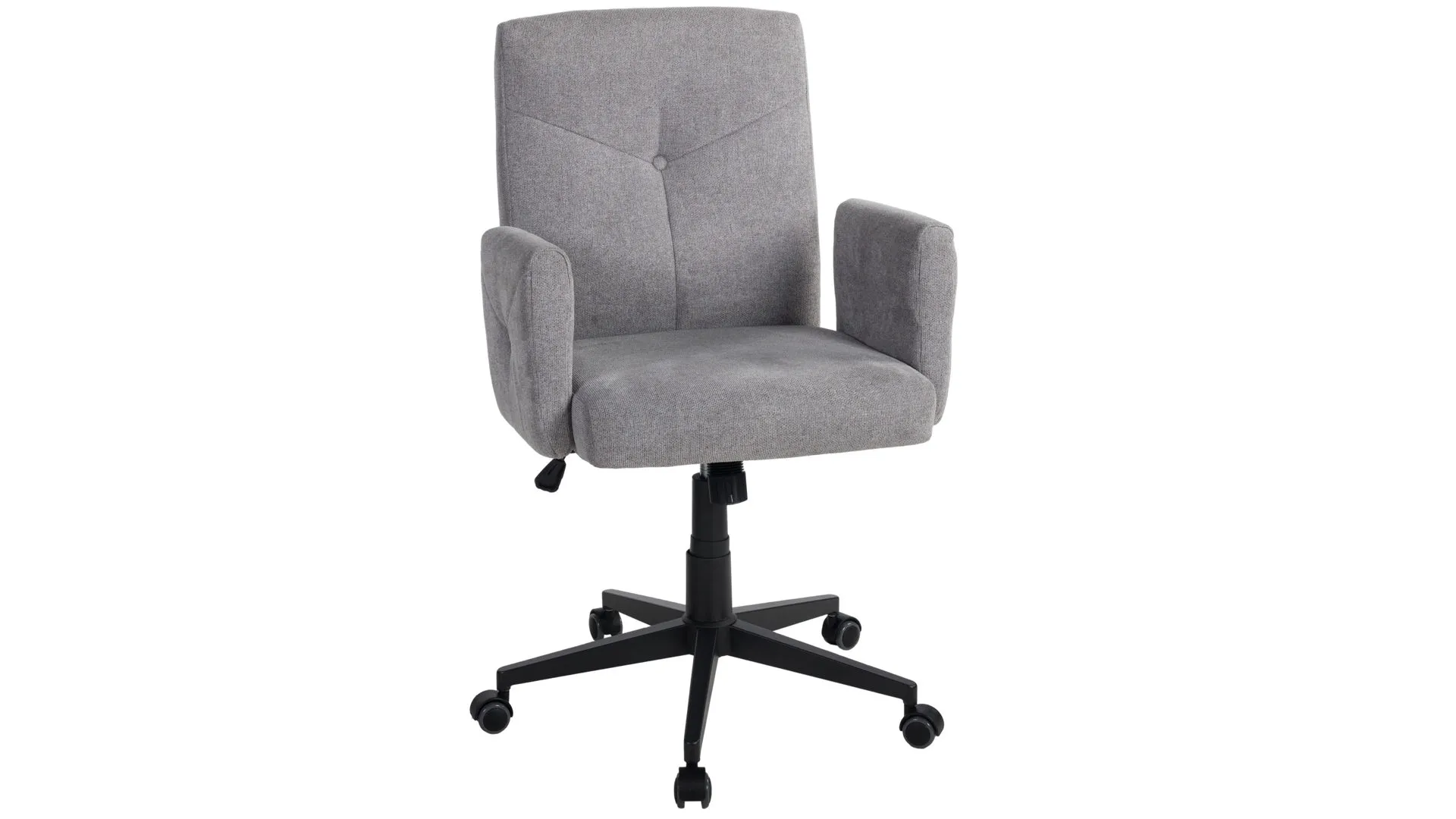 Schreibtischstuhl Bo, grauer Webstoffbezug & schwarzes Drehkreuz