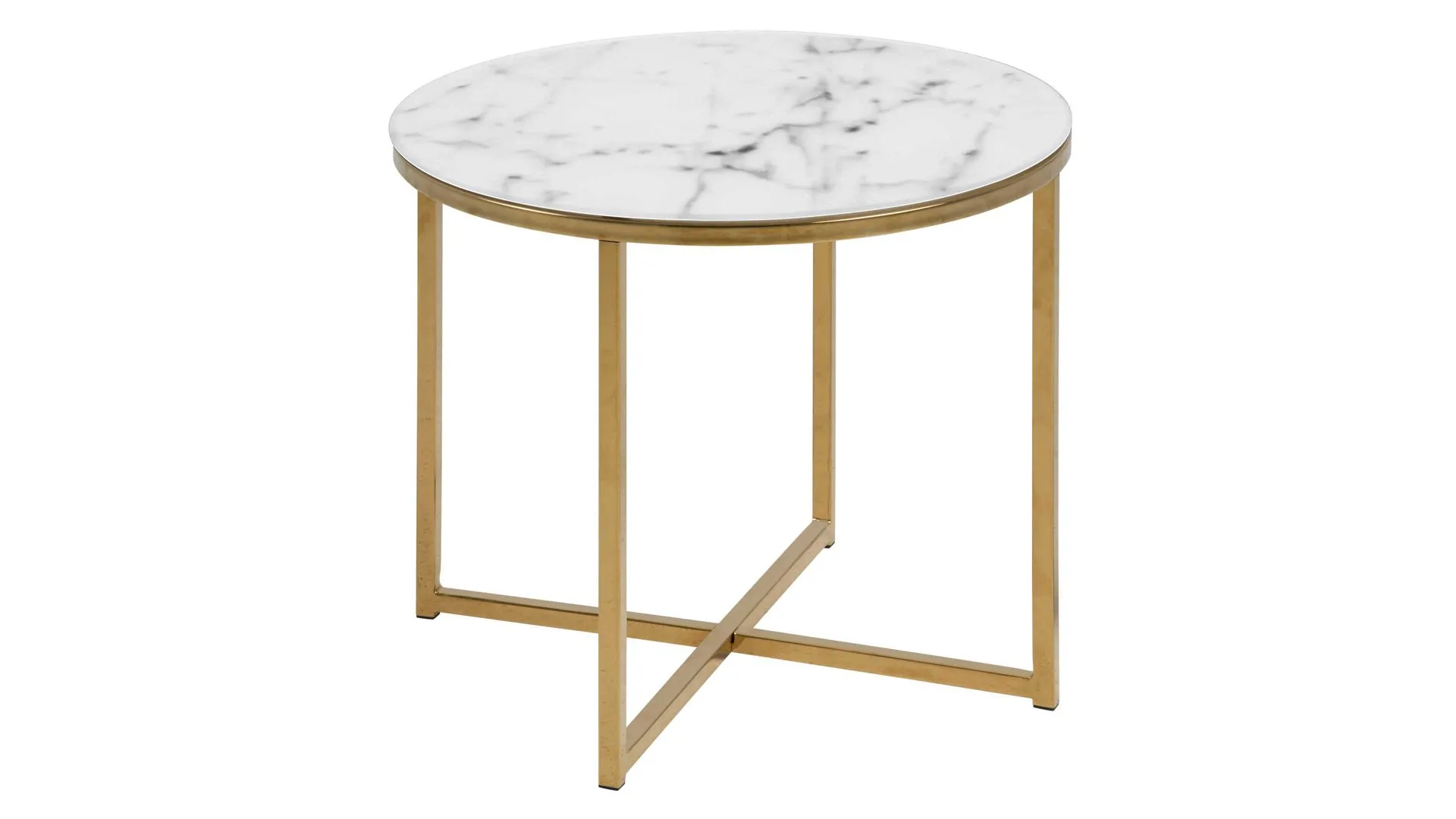 Couchtisch - Sofatisch Alisma, Weiß & Gold – Durchmesser ca. 50 cm