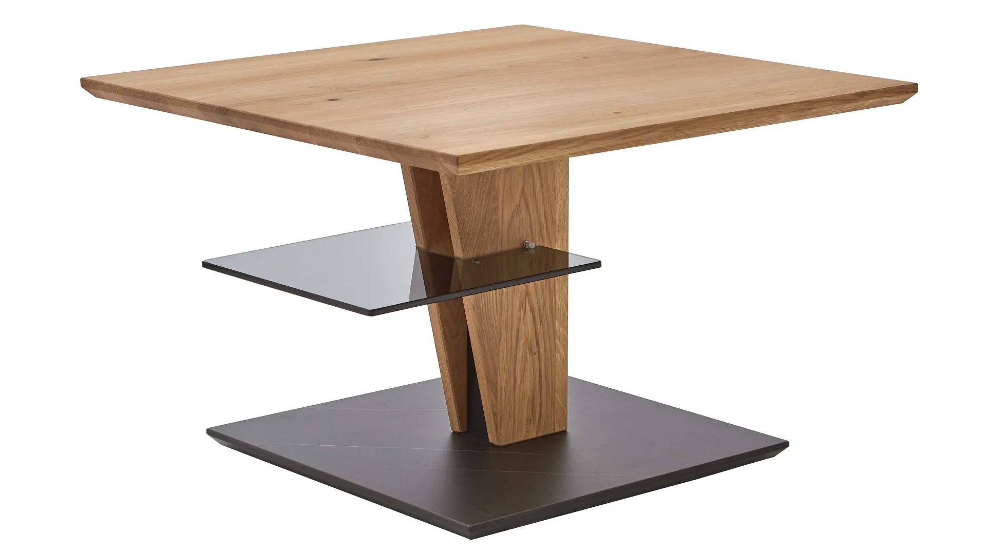 vierhaus Lift-Couchtisch, Wildeiche & Marmara Nero - ca. 70 x 70 cm