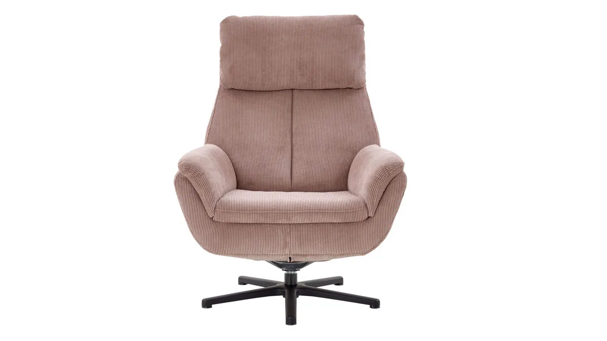 Drehsessel VS-MP1159, rosé Feincord & schwarzer Sternfuß