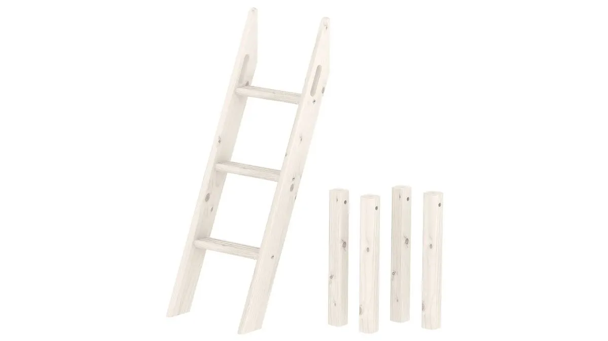 FLEXA Classic Schrägleiter + Pfosten, für halbhohes Bett, Kiefer weiß lasiert