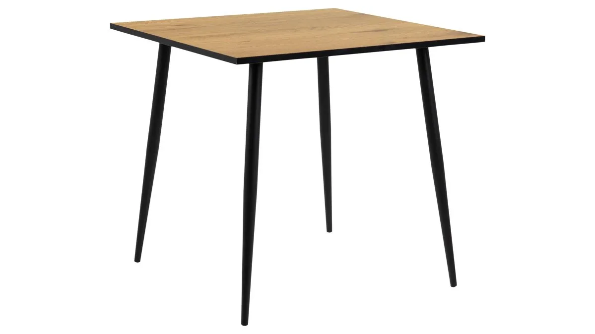 Esstisch Wilma, Wildeiche & schwarze Metallfüße - ca. 80 x 80 cm