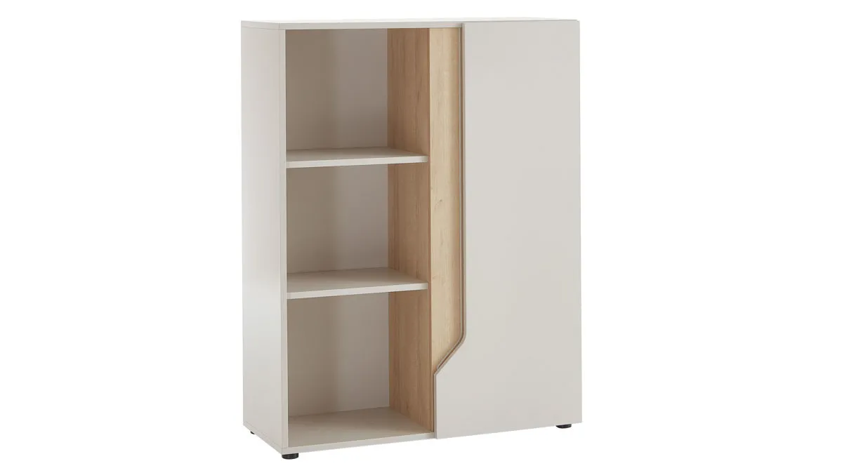 Jugendzimmer Serie ZE 1 - Highboard, Weiß & Eichefarben - ca. 98 x 127 cm