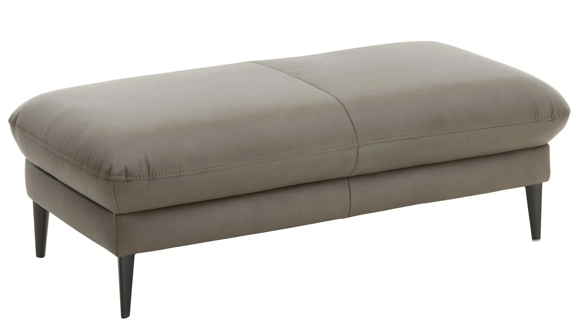 XXL-Hocker, graues LongLife-Leder & schwarze Metallfüße - ca. 130 x 66 cm