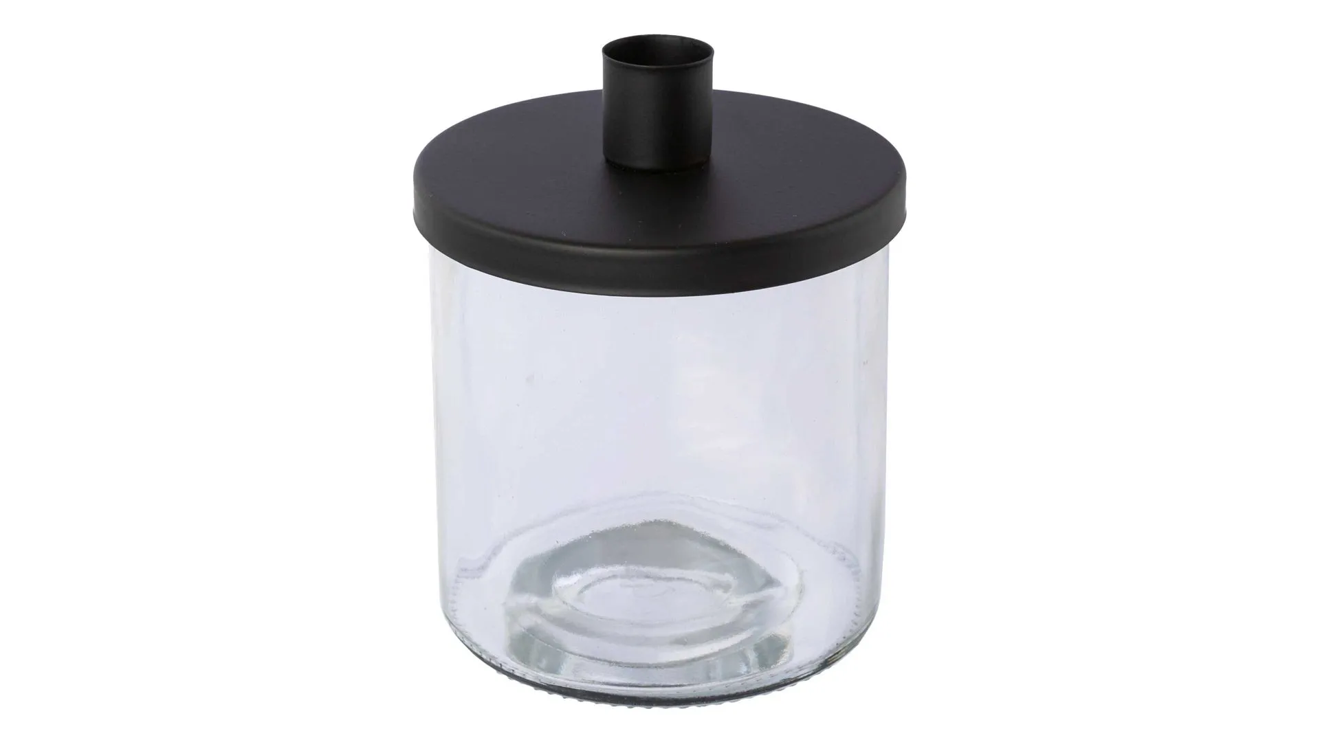 Kerzenhalter Warenyk, schwarzes Metall & Klarglas - Höhe ca. 13 cm