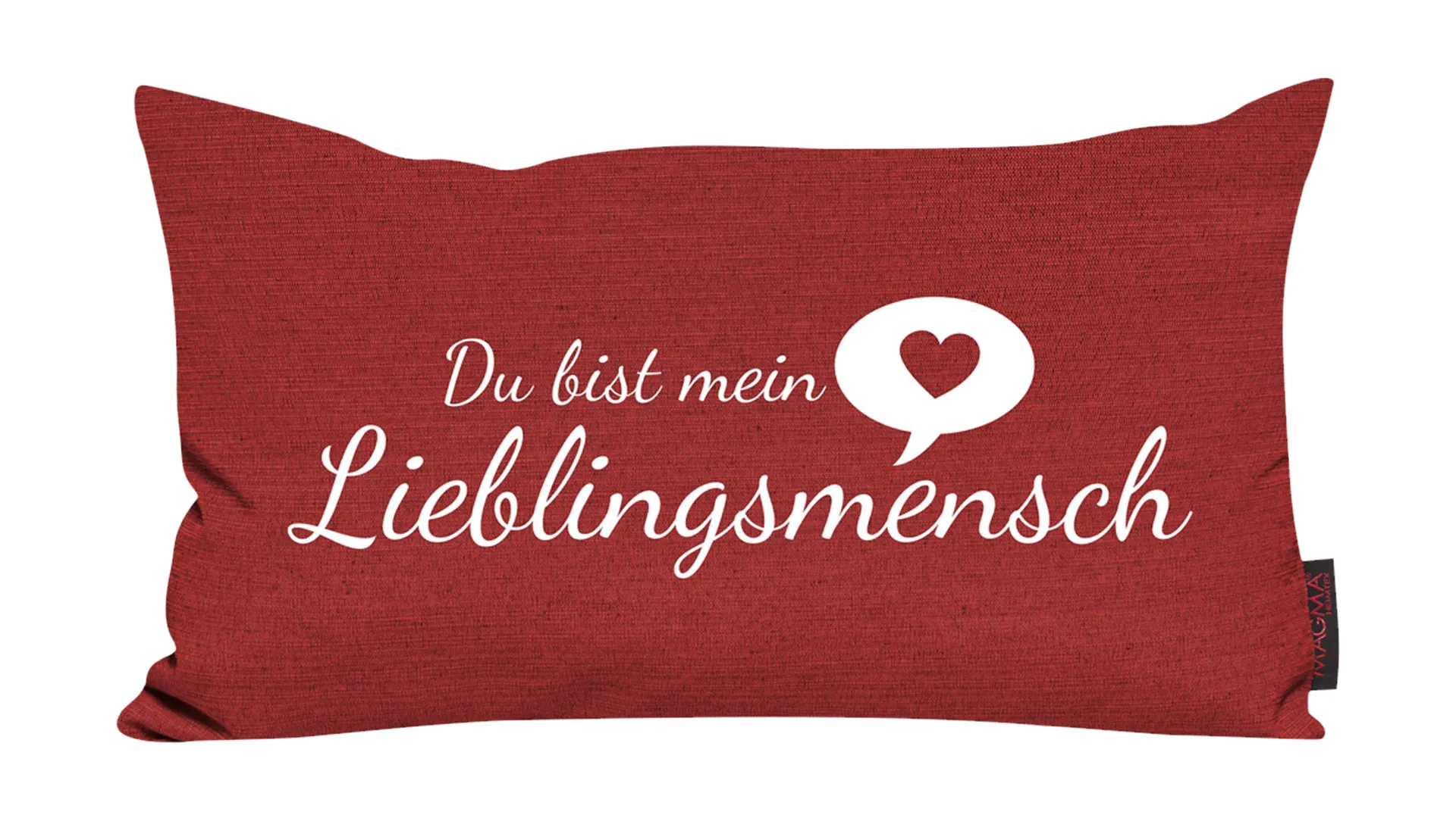 MAGMA Kissen mit Spruch, tomatenroter Bezug – ca. 30 x 50 cm