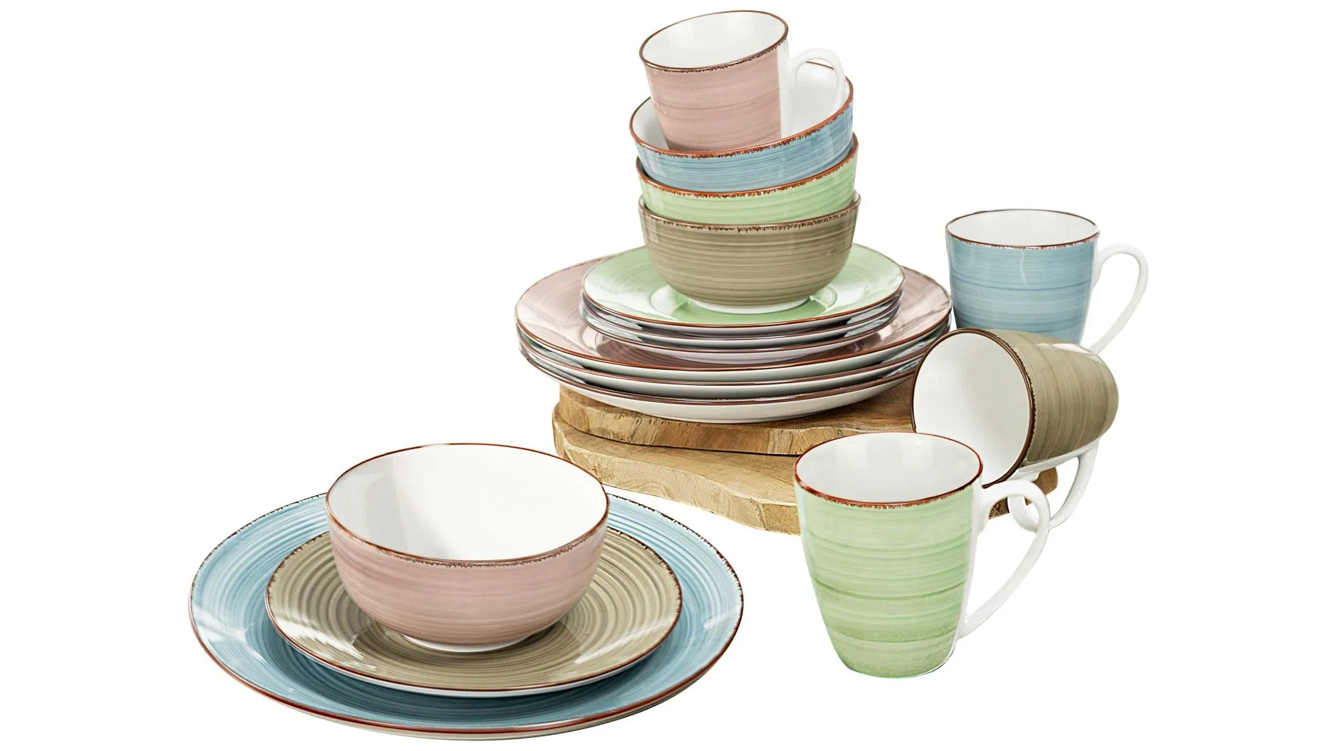 CREATABLE Kombi-Service Samba, pastellfarbenes Porzellan - 16-teilig