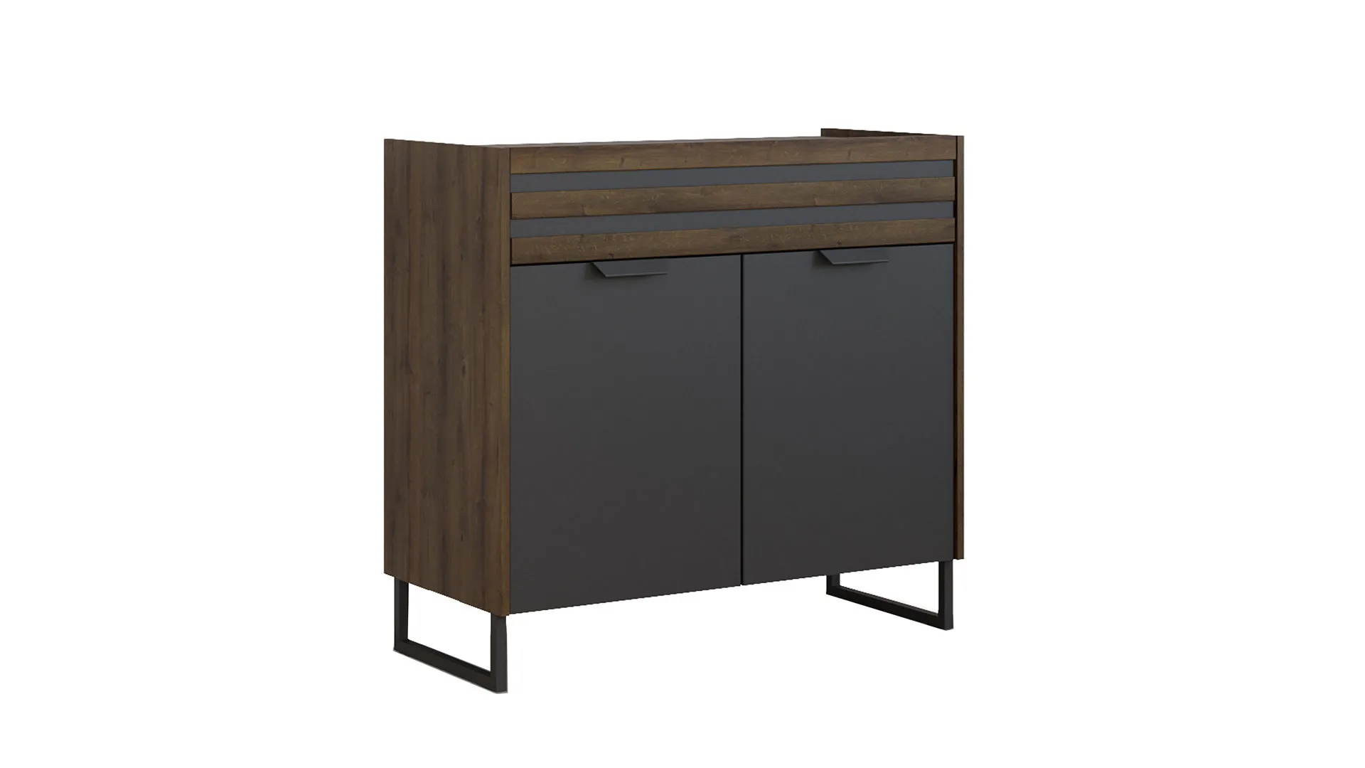 rauch ORANGE Kommode Barea, Grau-Metallic & Atlantic Oak - ca. 96 x 87 cm