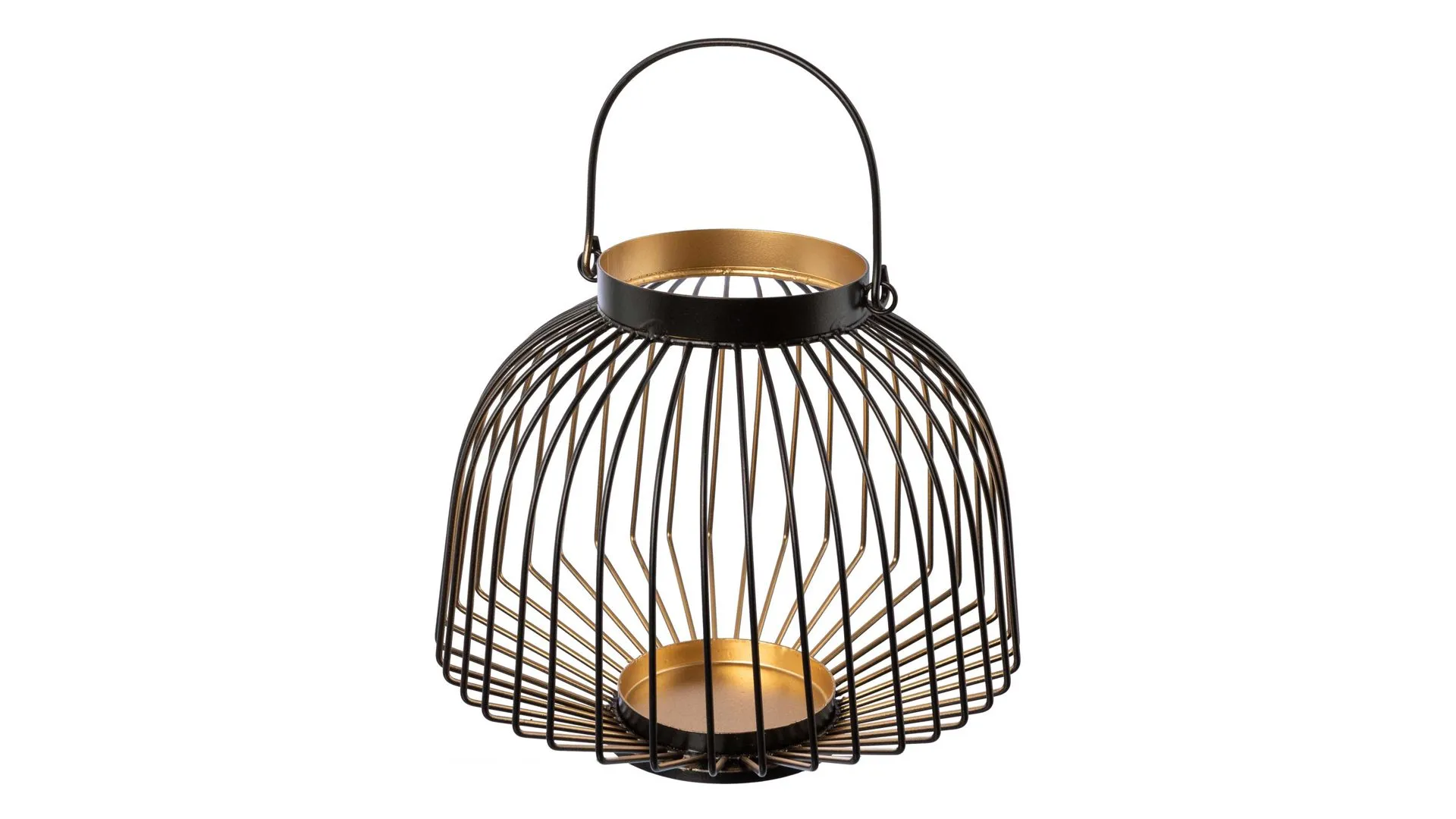 Laterne Opus, schwarzes & goldfarbenes Metall - Höhe ca. 20 cm