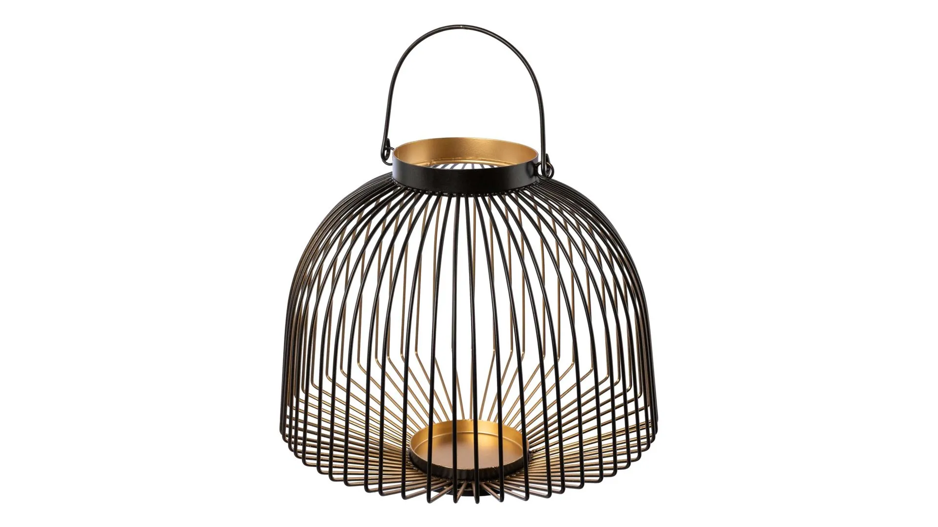 Laterne Opus, schwarzes & goldfarbenes Metall - Höhe ca. 24 cm