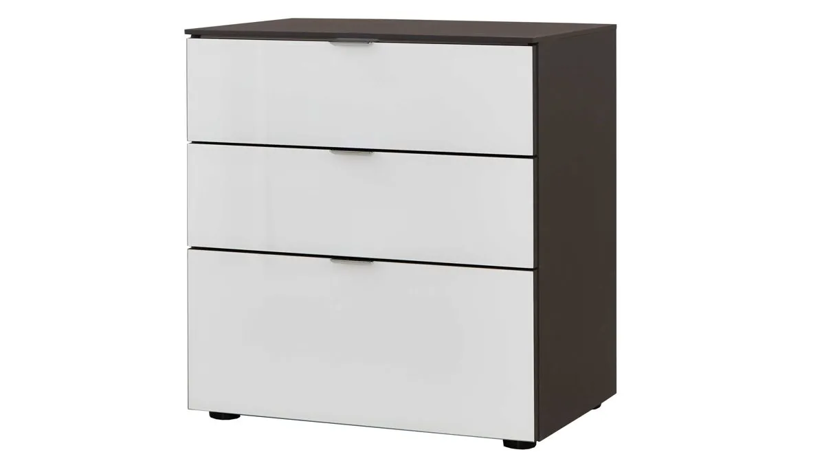 STAUD Nachtkommode Media, Alpinweiß & Vulkan – drei Schubladen, Höhe ca. 63 cm