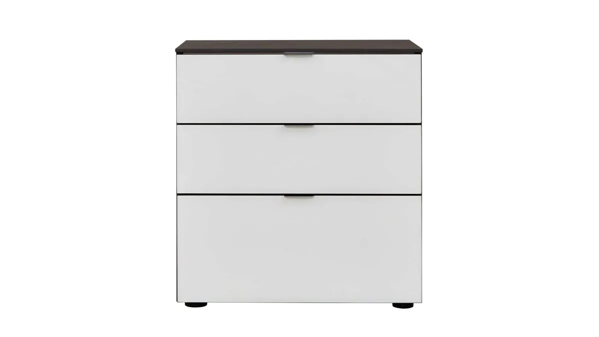 STAUD Nachtkommode Media, Alpinweiß & Vulkan - drei Schubladen, Höhe ca. 58 cm