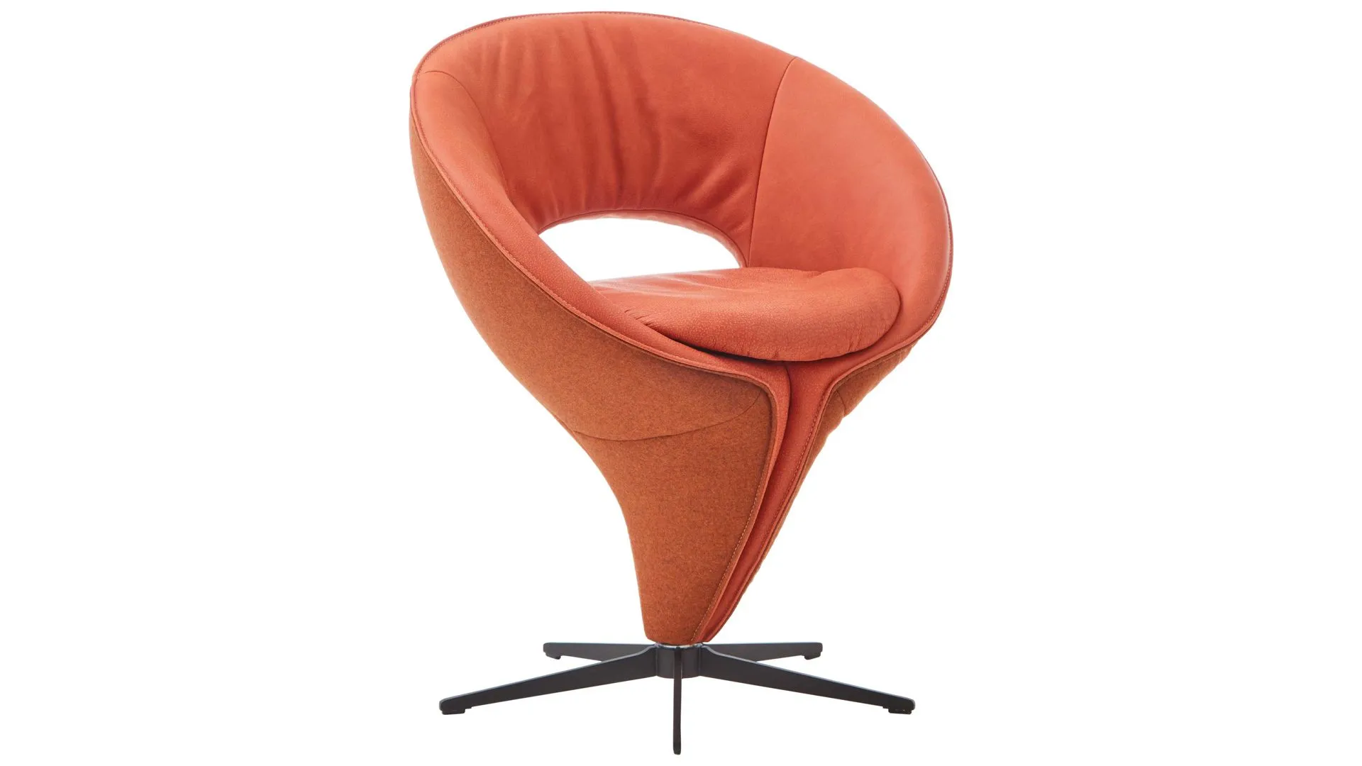 KOINOR Dreh-Polsterstuhl, hellrote Bezugkombination , mattschwarzes Fußkreuz