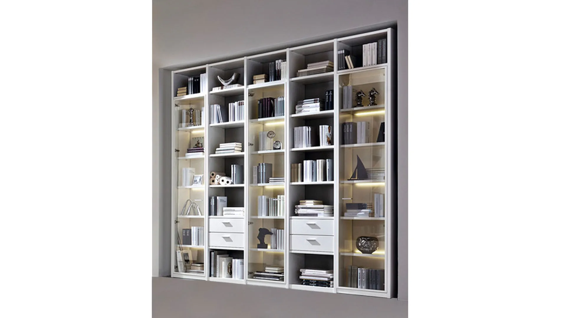 Vancouver Wohnregal, mattweiße Lackoberflächen – ca. 242 x 250 cm