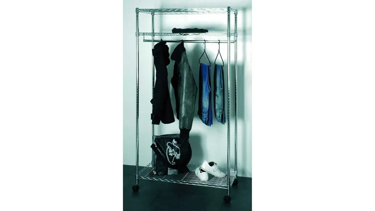 HAKU stabile Rollgarderobe mit Stange, verchromt