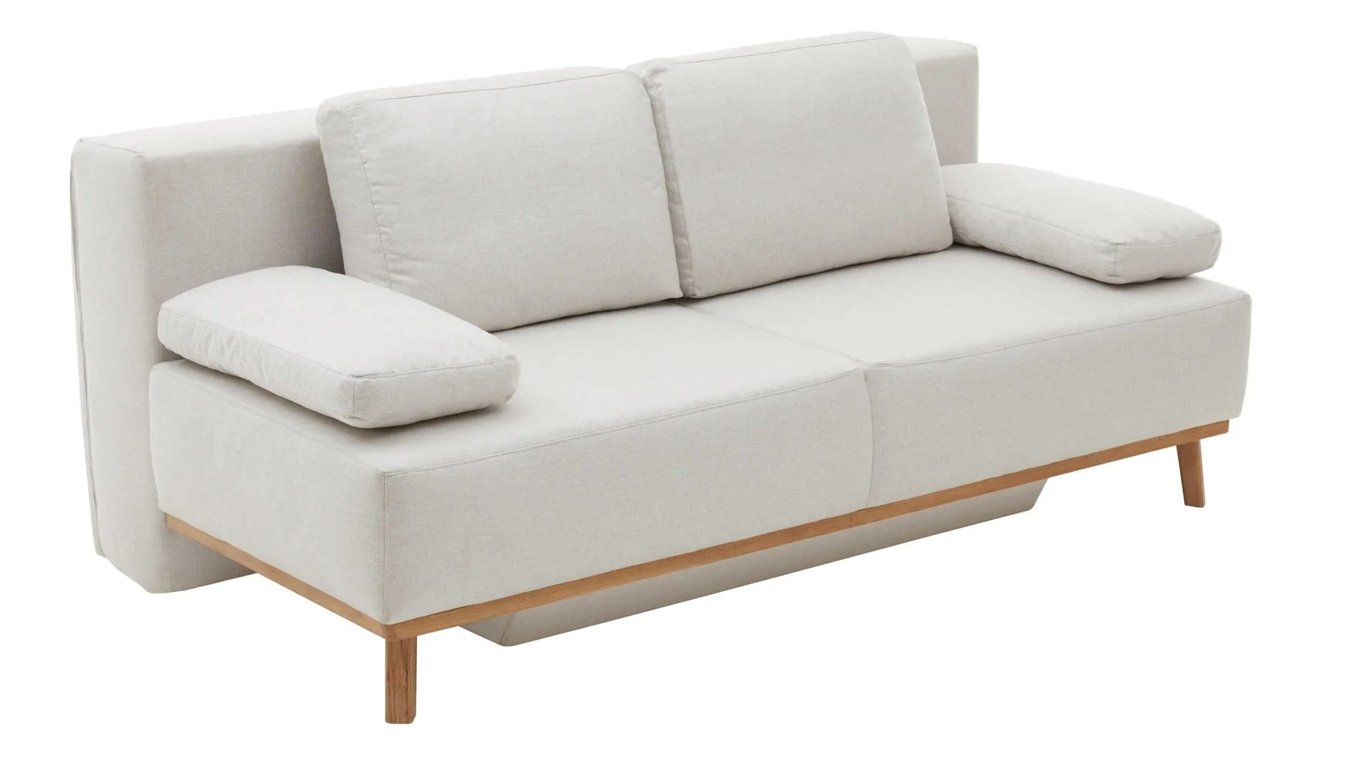 Schlafsofa Patti, naturfarbener Bezug 2-6920 & Holzfüße - Länge ca. 200 cm