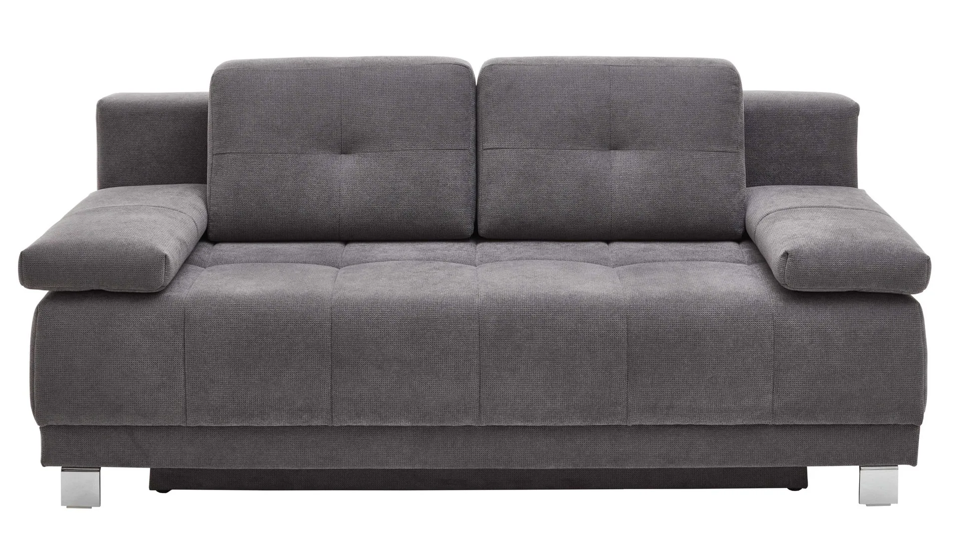 Schlafsofa Lilo, grauer Bezug 6839 & Chromfüße - Breite ca. 202 cm