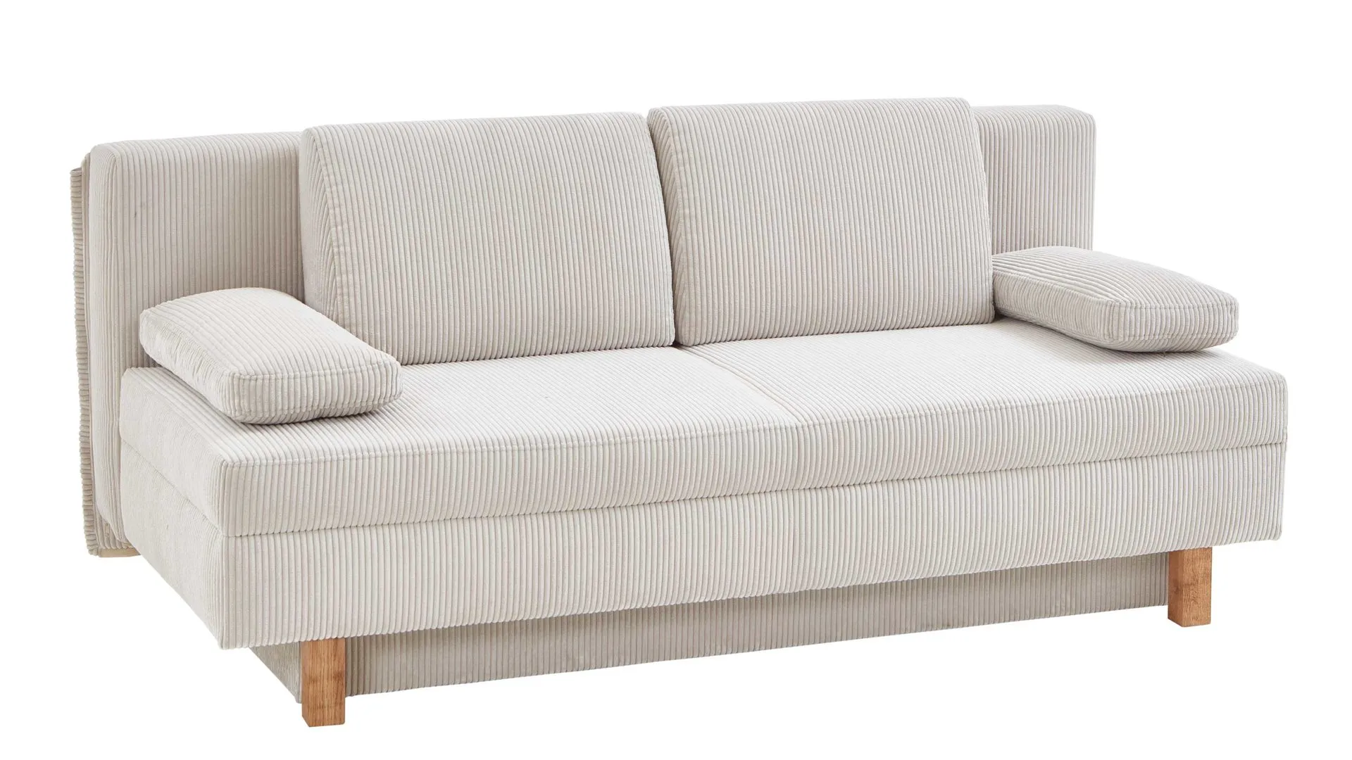 Schlafsofa Tino, naturfarbener Cordbezug 55-6576 & Buchenholzfüße