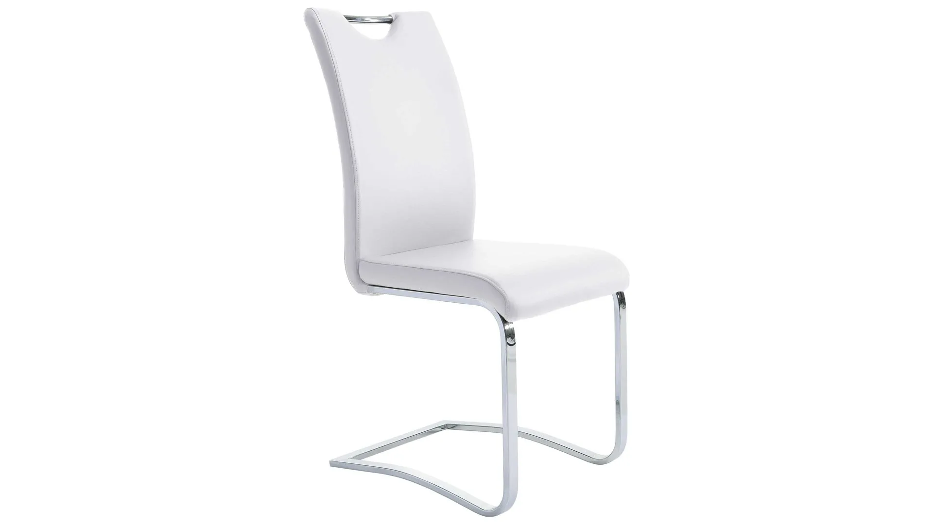 Schwingstuhl Köln als moderner Freischwinger, weißes Kunstleder