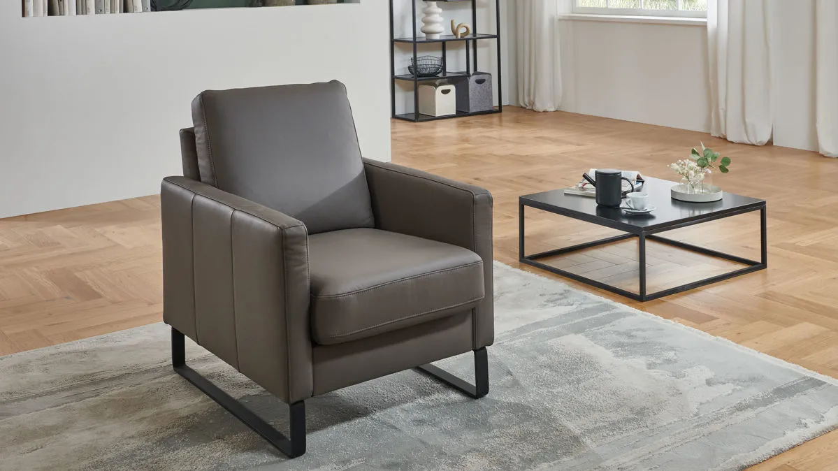 COMFORT SMART Anuk - Sessel, elefantfarbenes Leder Soft-Line