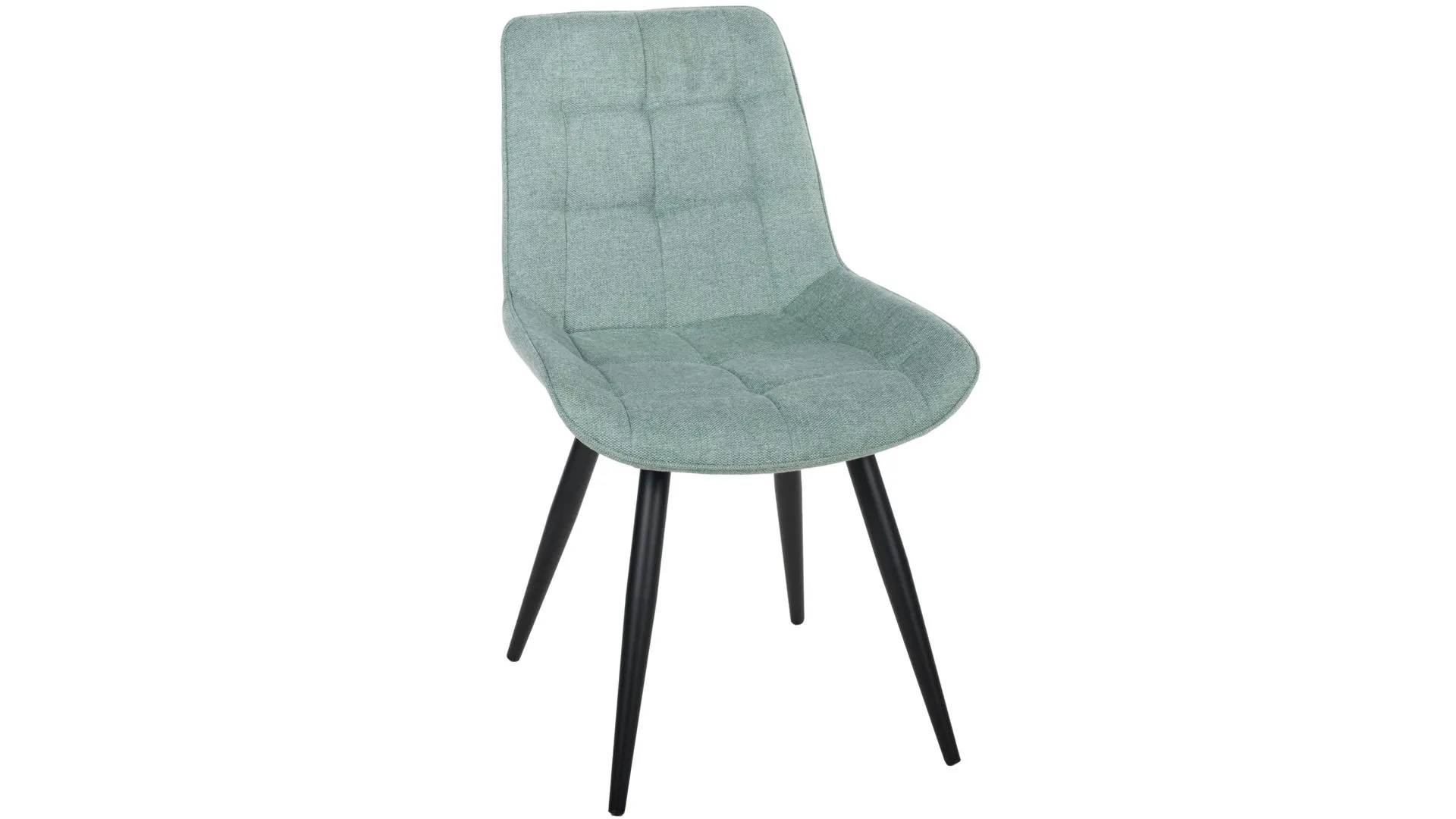 Polsterstuhl Iris, mintfarbener Webstoff Padua & schwarzes Gestell