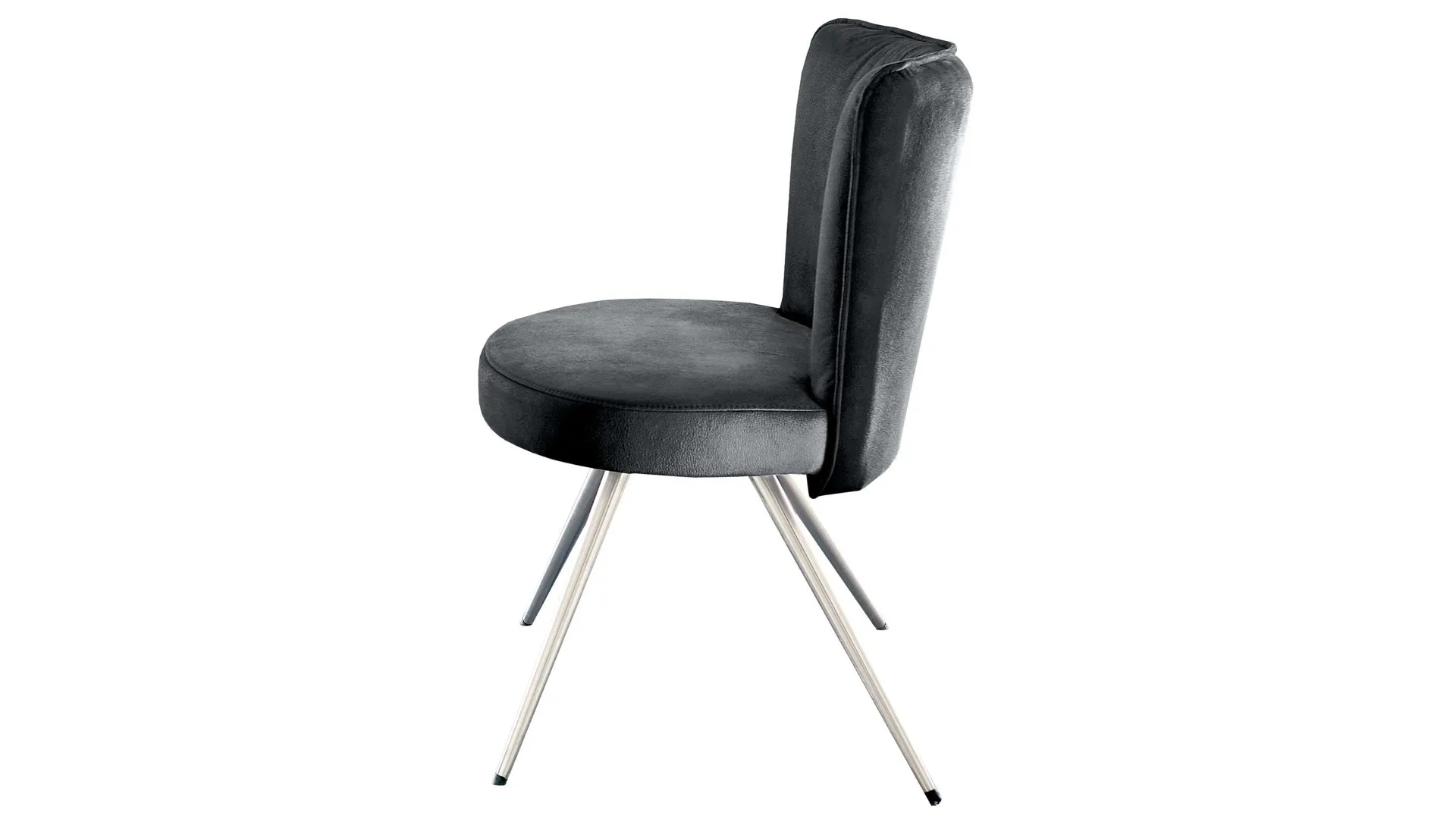 VENJAKOB Polsterstuhl Leva, schwarzer Bezug Alicante & Edelstahl