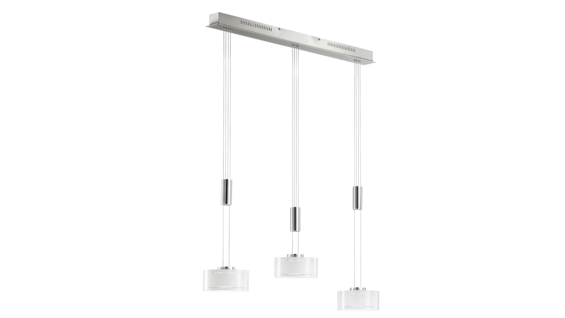 FH Hängelampe Larin, Nickel matt & opalweißes Glas - Länge ca. 100 cm