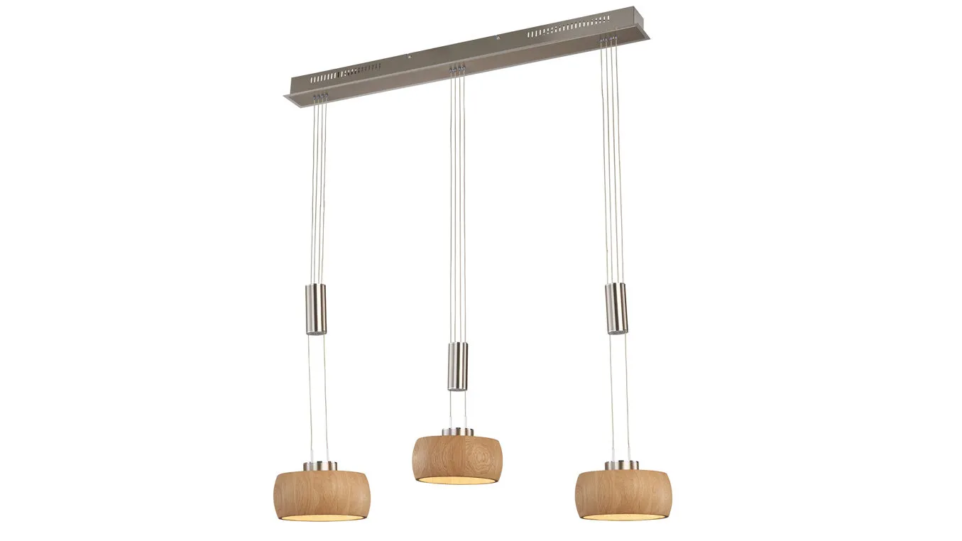 FH Hängelampe Shine-Wood, Eiche & Nickelfarben - Länge ca. 100 cm