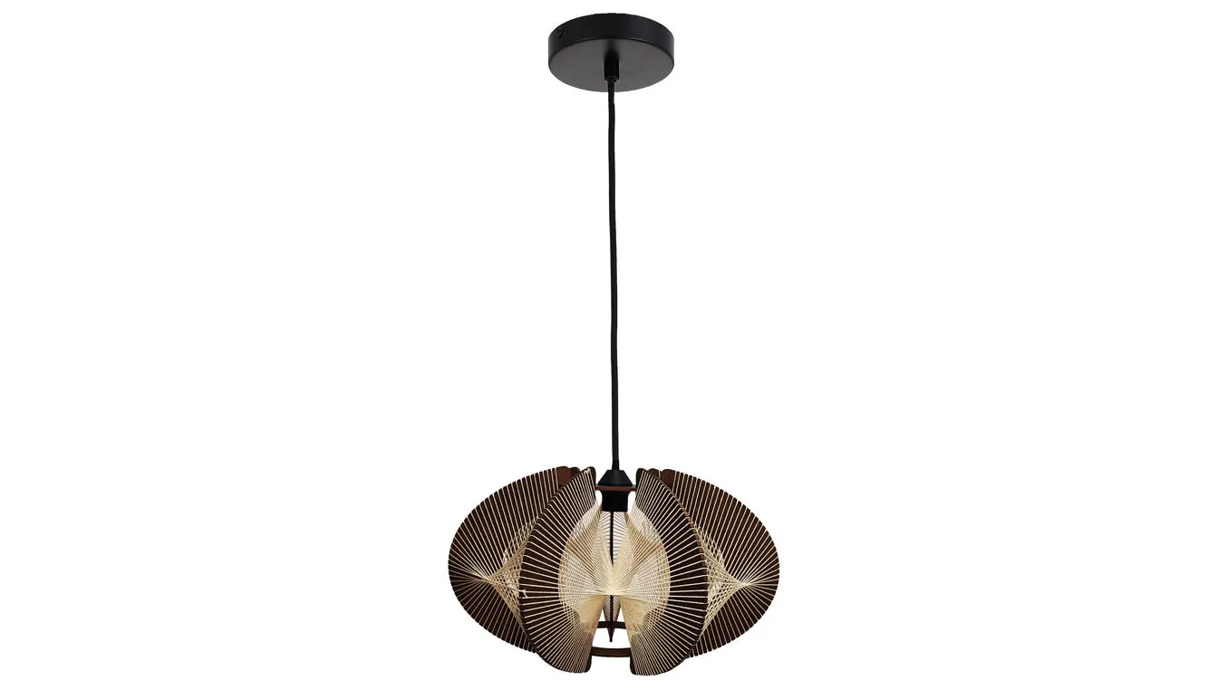 GLOBO Hängelampe Sakura, Hanfschnur, Holz & Metall - Durchmesser ca. 44 cm