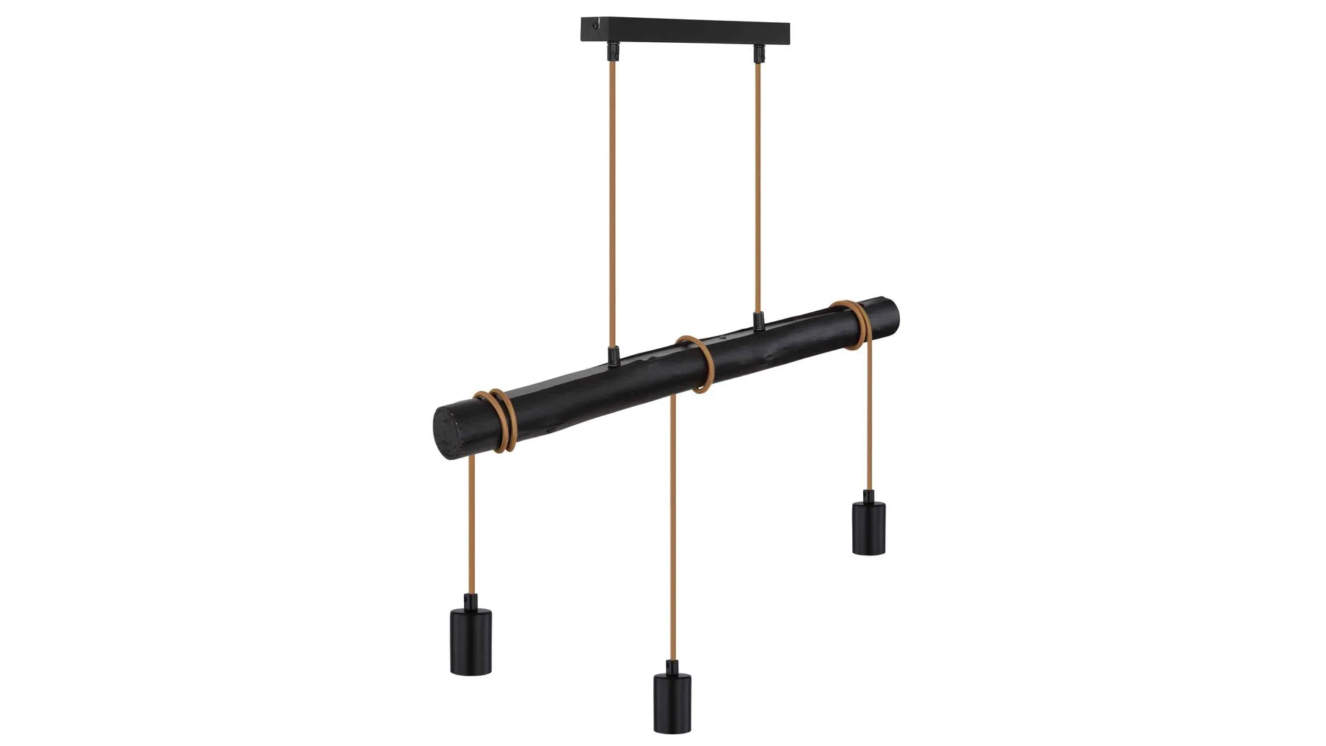 GLOBO Hängelampe Gregor, schwarzes Holz & Metall – Länge ca. 60 cm