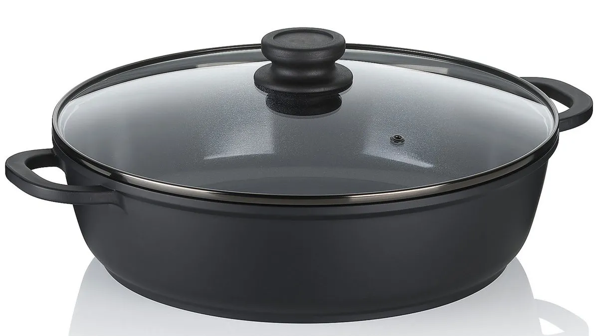 Servierpfanne Atura, Schwarz & Glas - Durchmesser ca. 32 cm