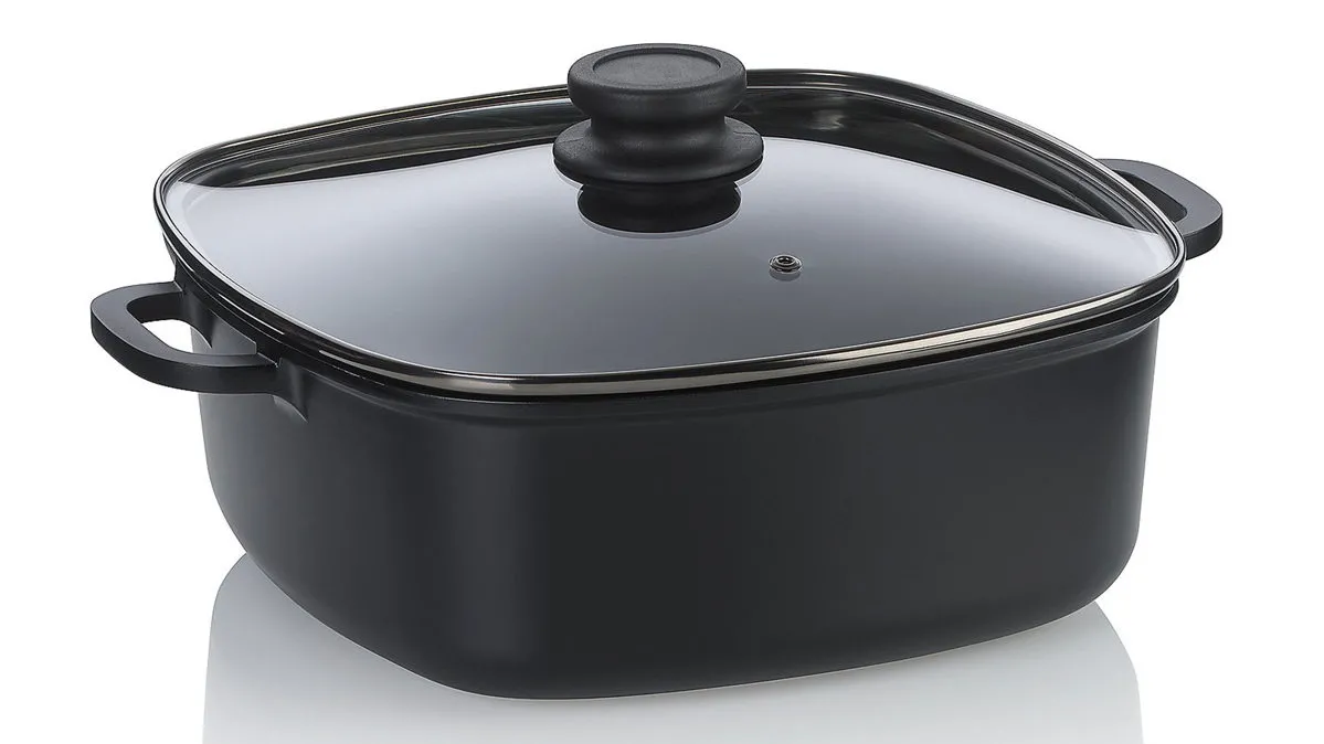 Servierpfanne Atura, Schwarz & Glas - ca. 28 x 28 cm