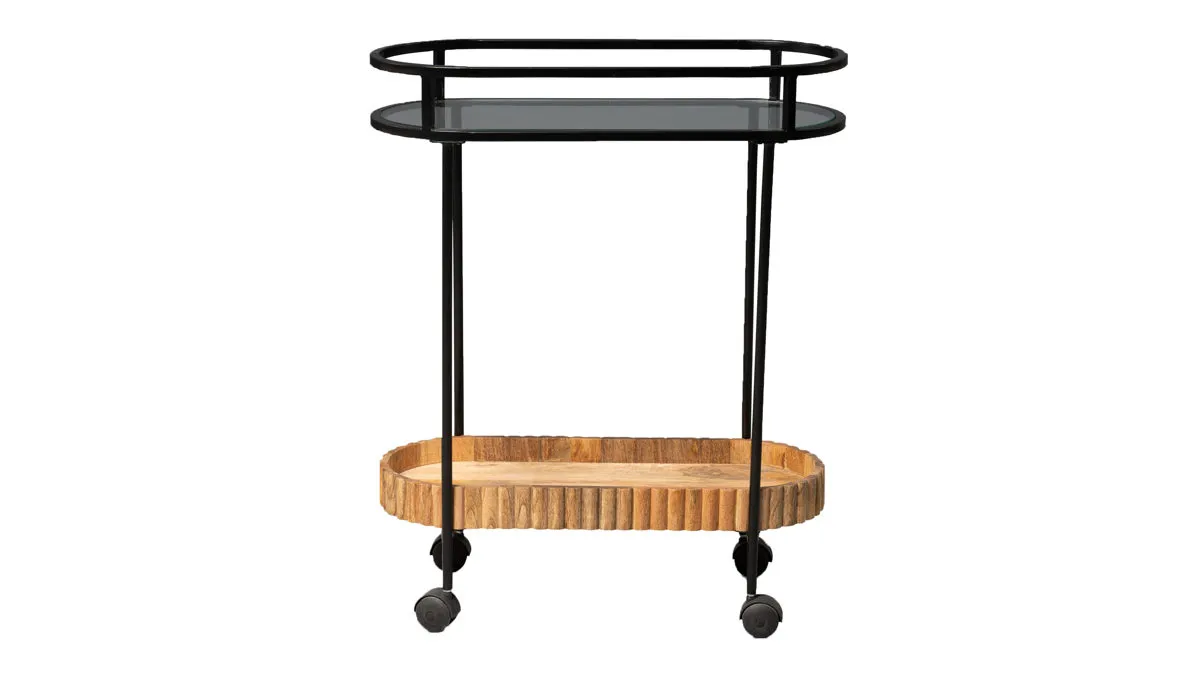 Servierwagen Jason 5, Mangoholz & Schwarz - Breite ca. 70 cm