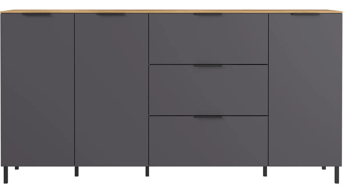Wohnprogramm California - Sideboard, Graphit & Navarra Eiche - ca. 192 x 98 cm