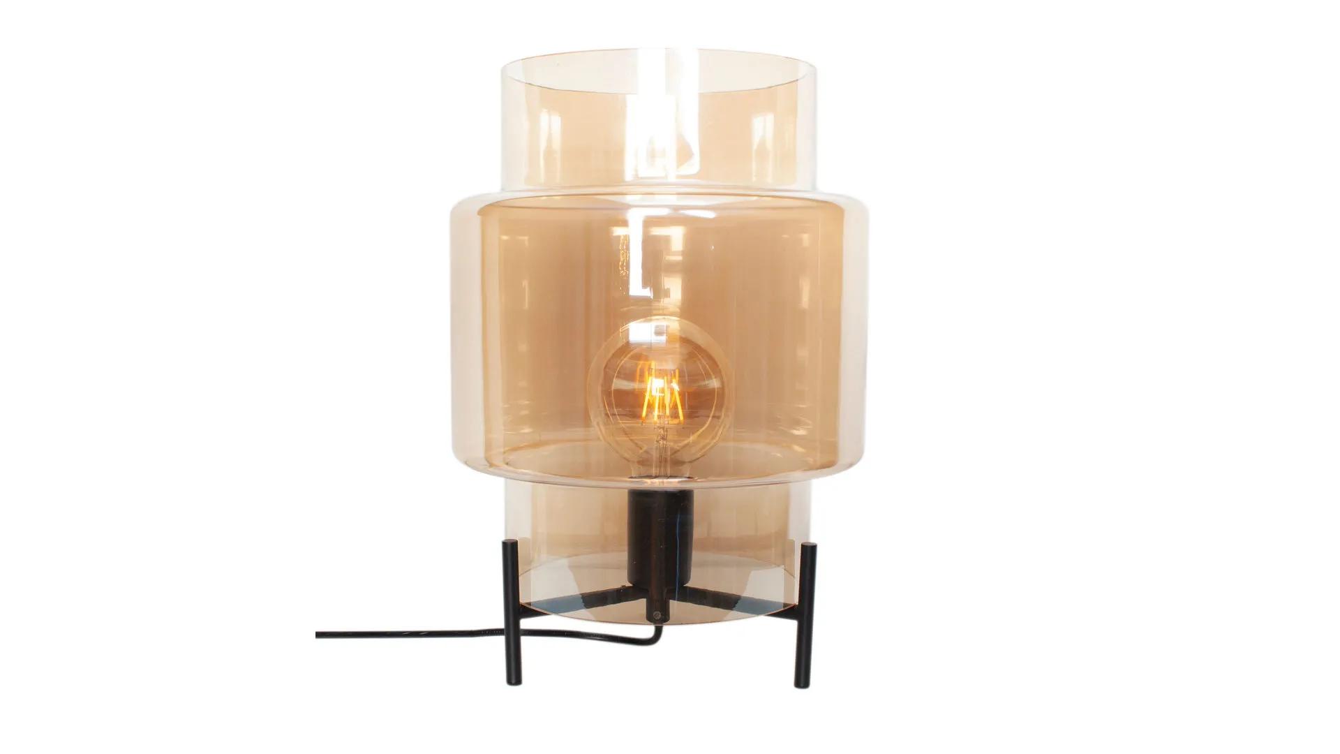 BY RYDÉNS Leuchten Serie Ebbot - Tischleuchte, amberfarbenes Glas - Höhe ca. 37 cm