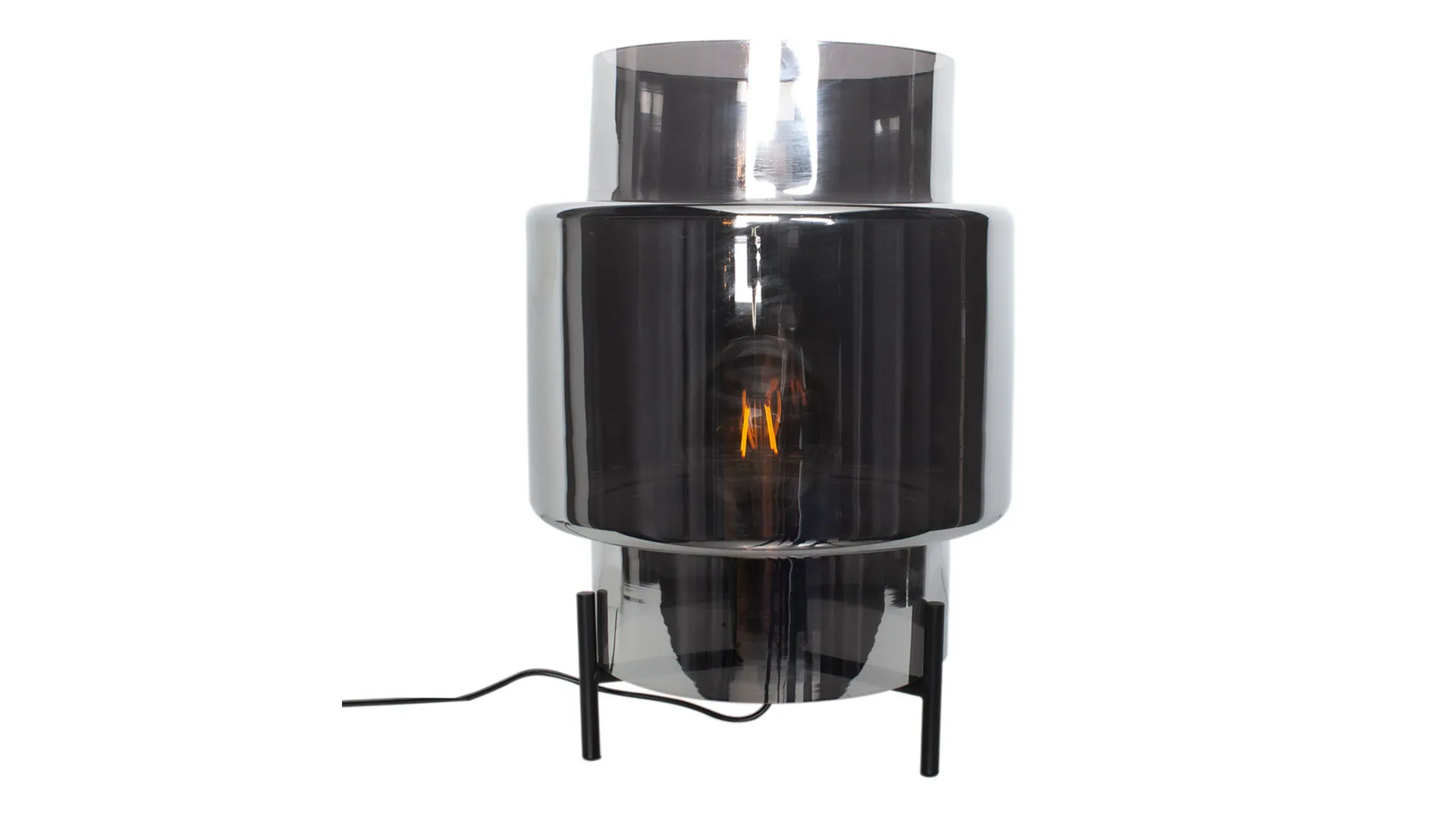 BY RYDÉNS Leuchten Serie Ebbot - Tischleuchte, rauchgraues Glas - Höhe ca. 37 cm