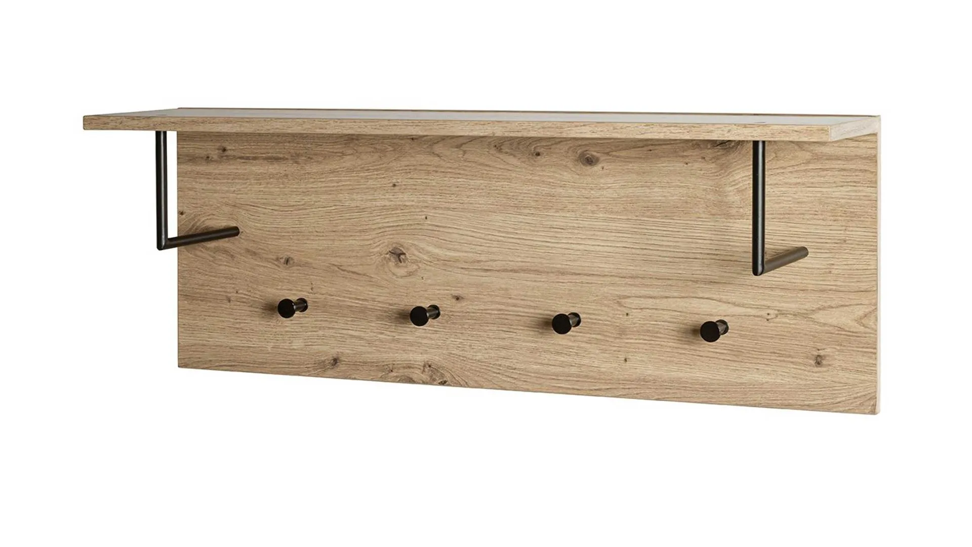 Wandgarderobe, Artisan Eiche & schwarzes Metall, mit Ablage - ca. 80 x 30 cm
