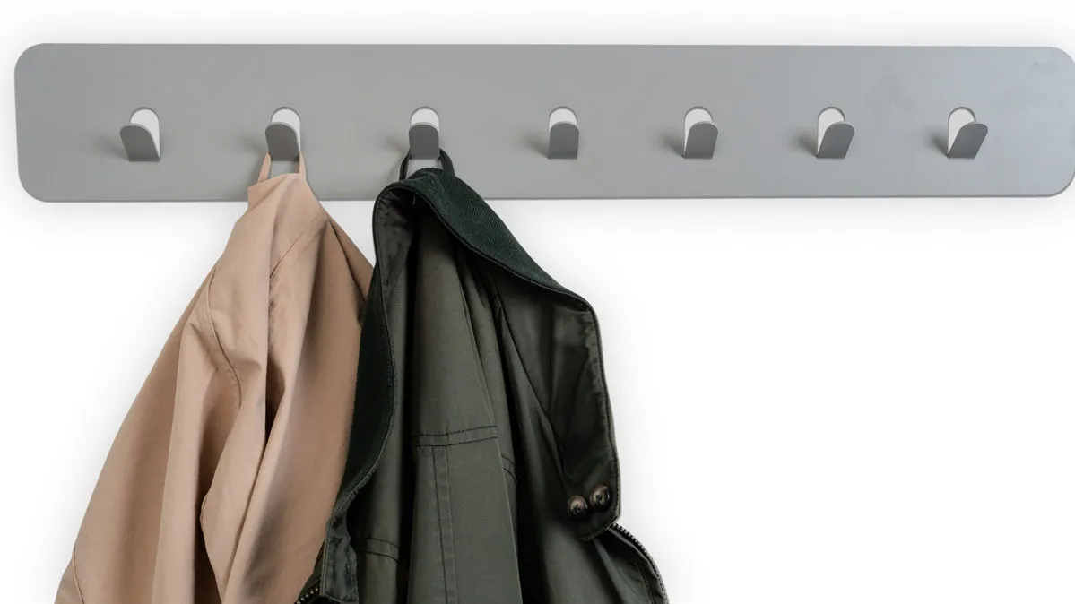 Garderobenleiste Lilly, Grau – Sieben Haken, Länge ca. 70 cm
