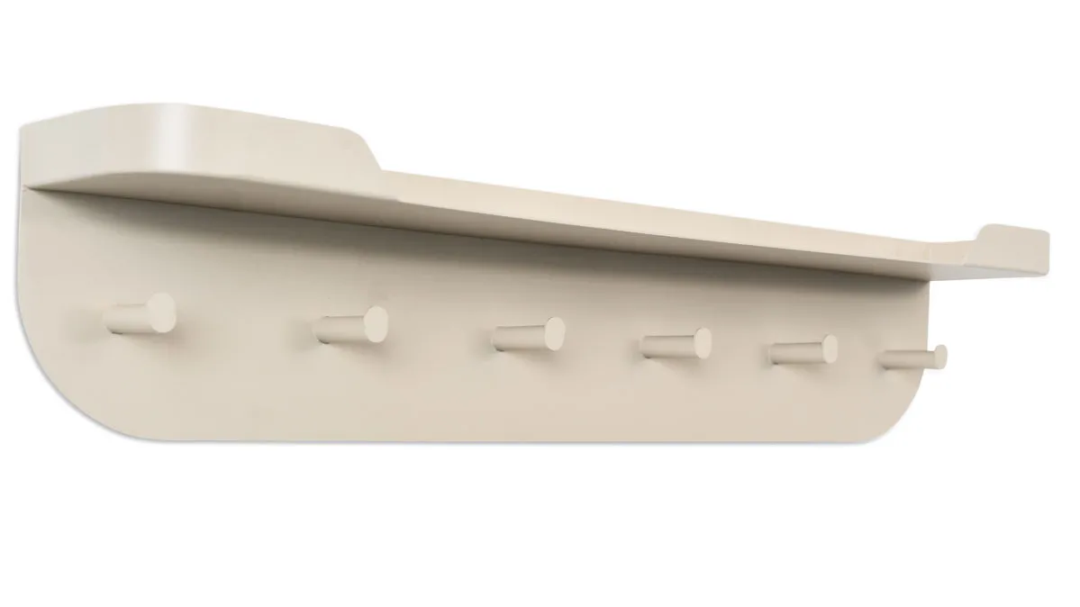 Wandgarderobe Jil 1, Cremeweiß – sechs Haken, Länge ca. 70 cm