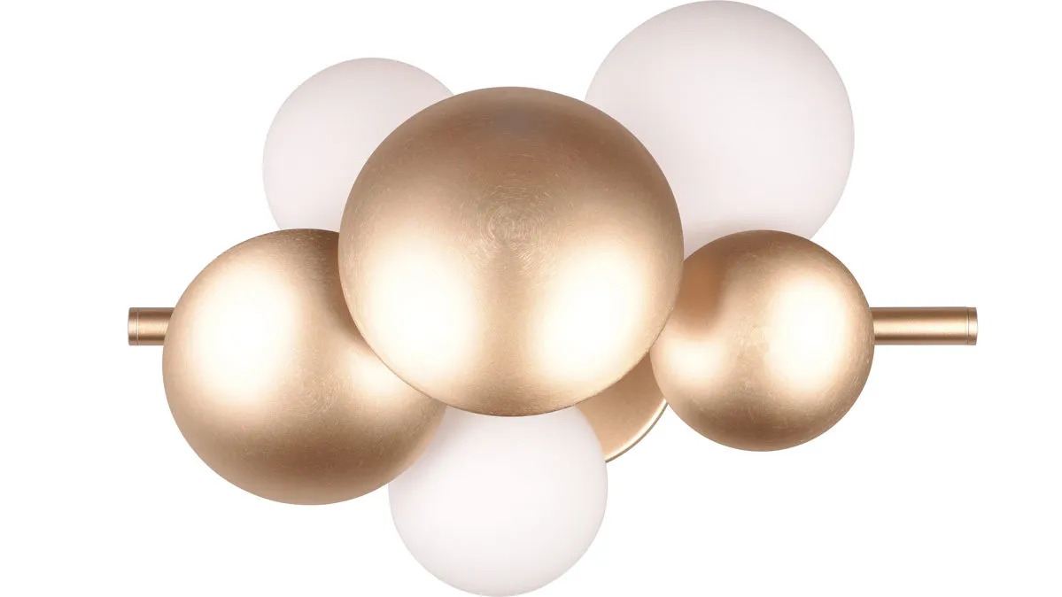 TRIO Wandleuchte Bubble, Gold & Weiß – Breite ca. 22 cm