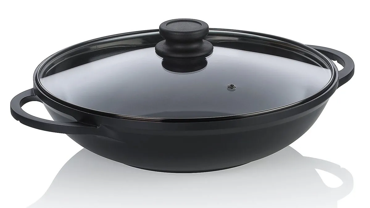 Wok Atura, Schwarz & Glas - Durchmesser ca. 32 cm