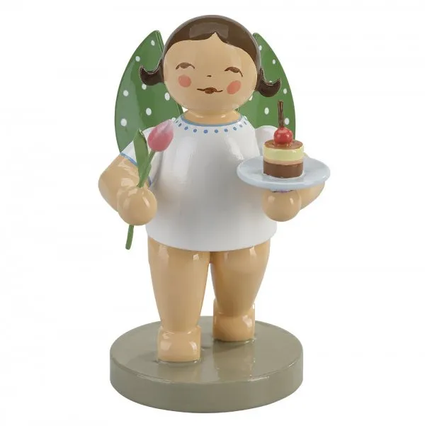 Wendt & Kühn Grünhainicher Engel mit Törtchen und Tulpe