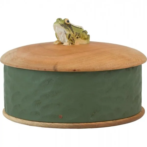 Wildlife Garden Holzkästchen mit Deckel Rund Frosch Grün (13cm)
