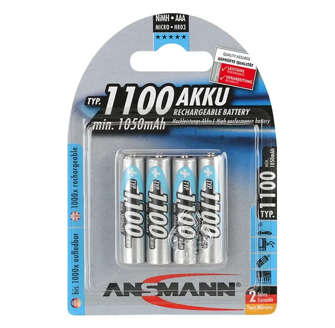 AAA Micro Akku 1100mAh 4er Pack Ersatzakku für Funktelefon und andere Geräte