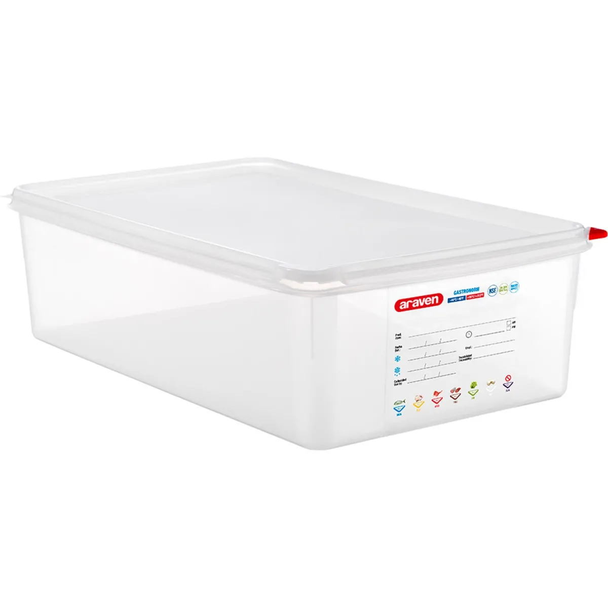 ARAVEN Gastronormbehälter mit Deckel, Polypropylen, GN 1/1 (150 mm)